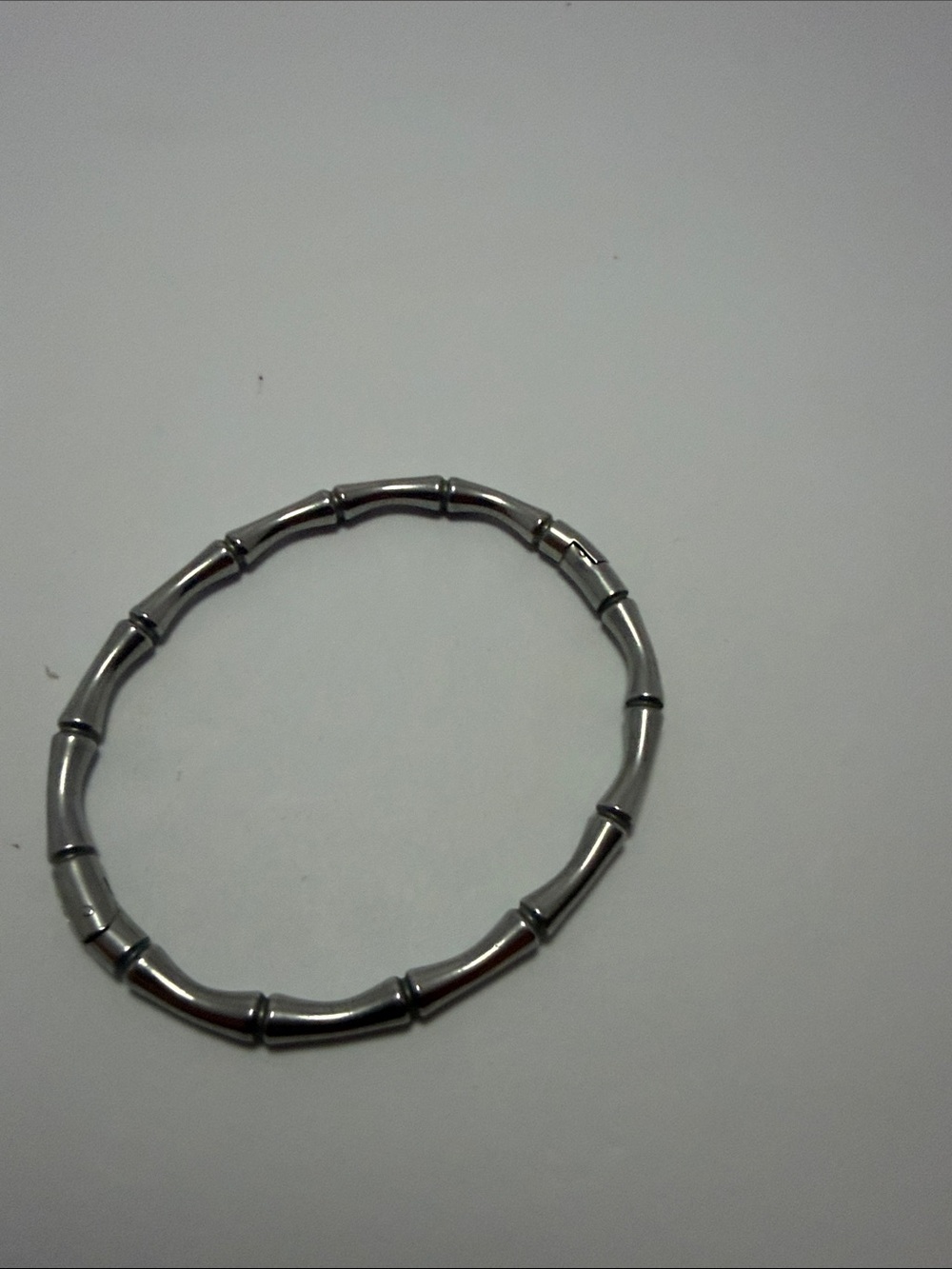 Sterling Silver-Tone Bamboo Link Stretch Bracelet - Silver